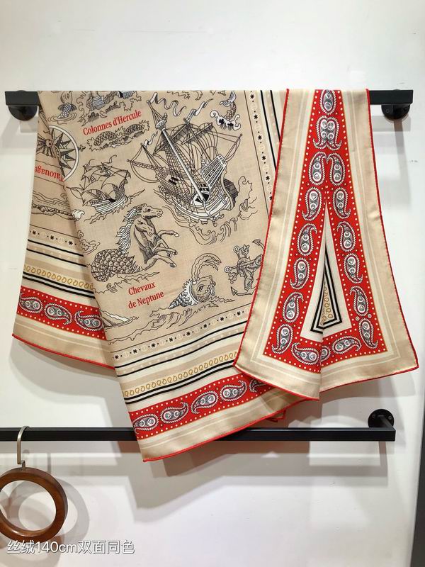 Hermes Scarf 140X140cm 70%���� 30%��˿ E090101